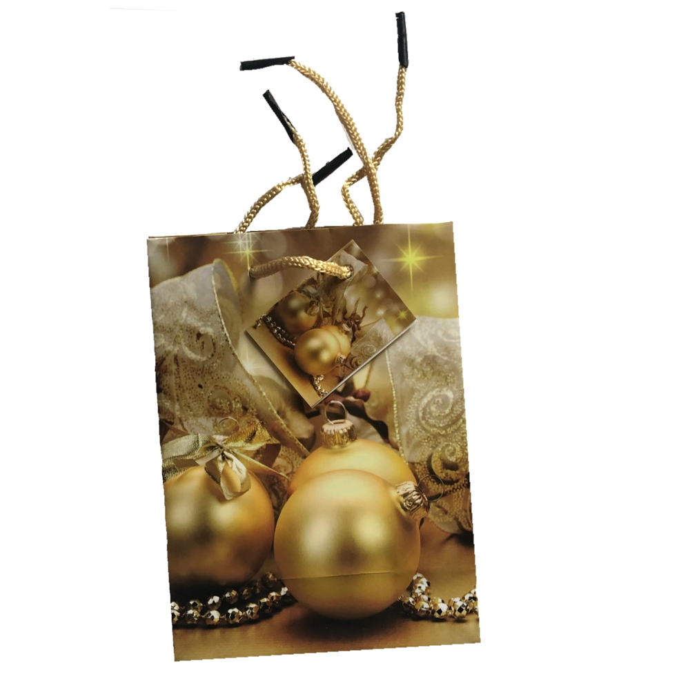 Dárková taška 16 x 11,5 x 6 cm vánoční zlatá