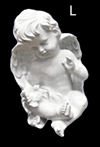 Andělíček s ptáčkem na ruce 17x13,5x19 cm bílý polyresin levý B